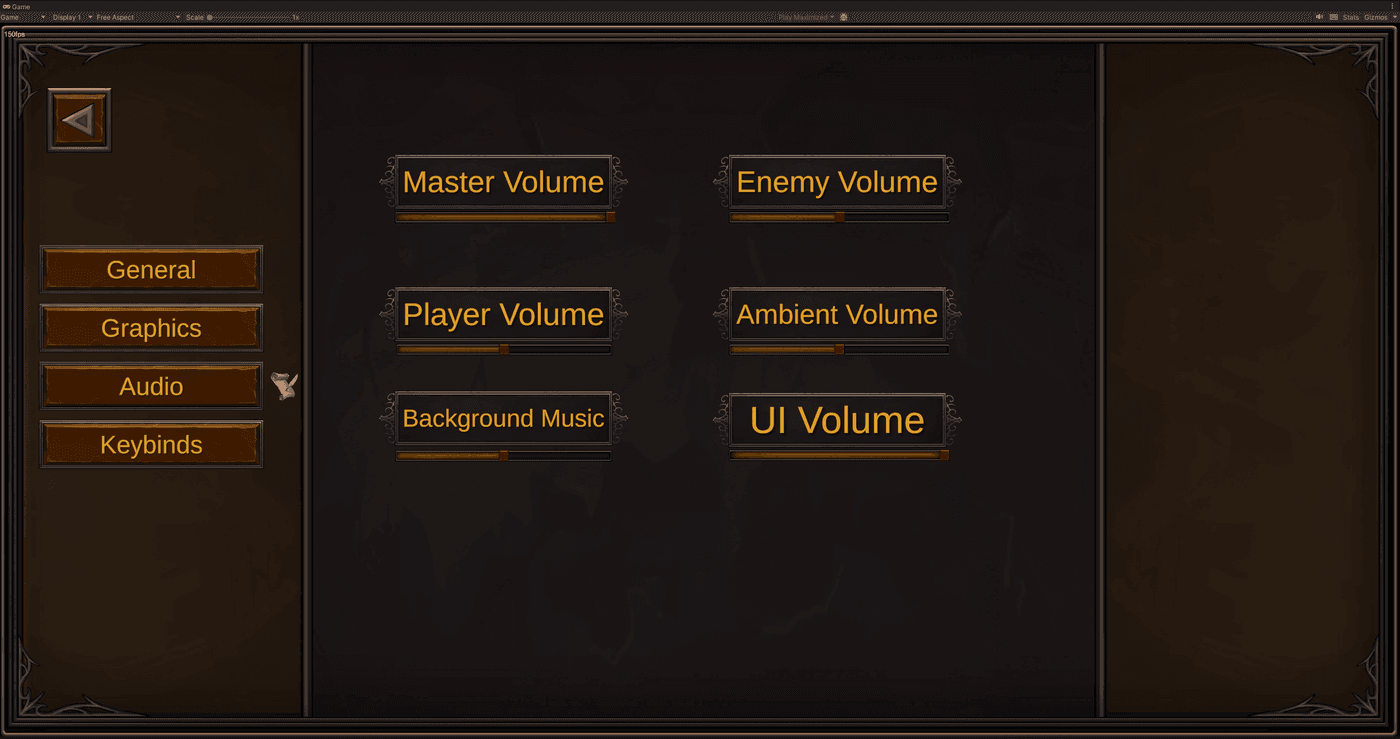 Audio settings menu